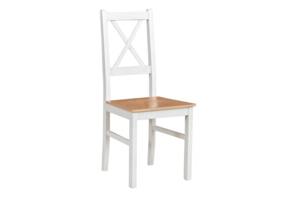 Krzesło z litego drewna bukowego z charakterystycznym oparciem w kształcie krzyżaka