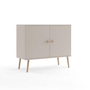 Skandynawska komoda na wysokich, drewnianych nogach w kolorze kaszmir