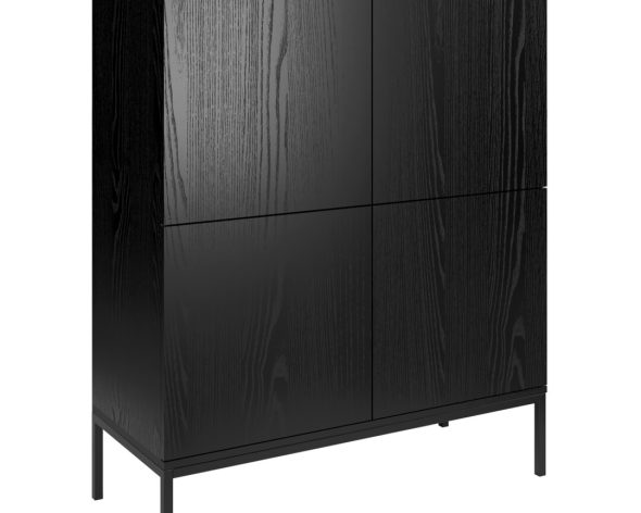 Czarna komoda loftowa INDUST wysoka 120 cm z drzwiczkami i metalowymi nogami.